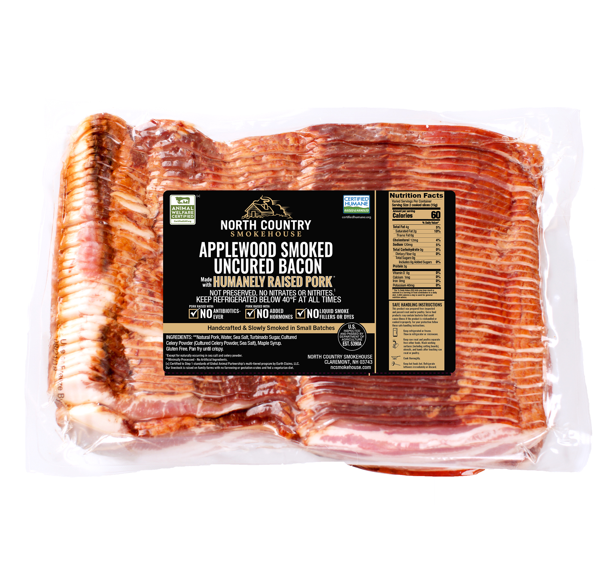 Applewood Smoked Uncured Bacon 14/18