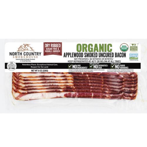 Sugar Free Dry Rubbed Organic Applewood Smoked Uncured Bacon