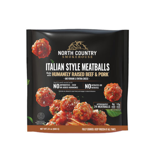 North Country Smokehouse branded bag of frozen Italian Style Meatballs.